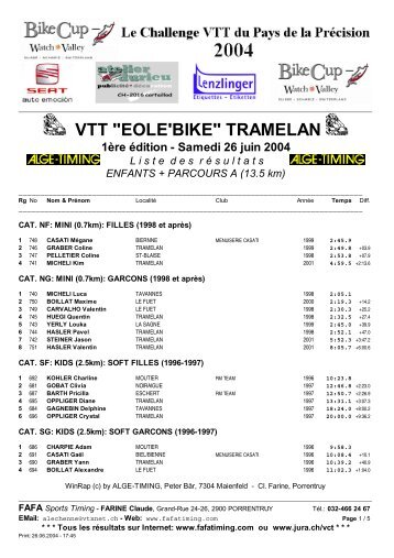 VTT "EOLE'BIKE" TRAMELAN - FAFA Sports Timing