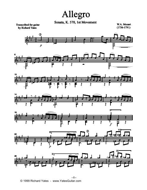 Allegro - Richard Yates Classical Guitar Transcriptions