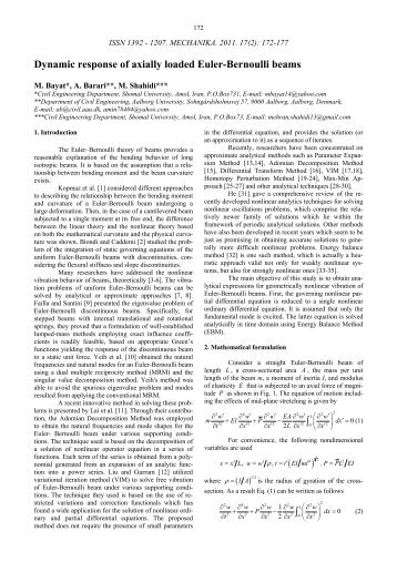 Dynamic response of axially loaded Euler-Bernoulli beams