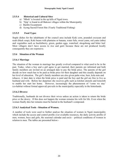 nguti council monographic study - Impact monitoring of Forest ...