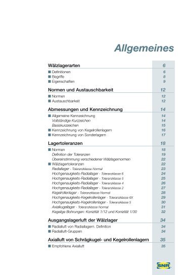 Allgemeines - NTN-SNR Portal