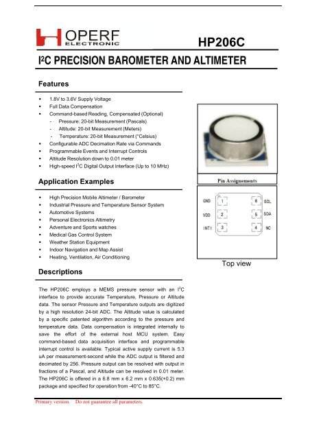 Click here to view HP206C datasheet