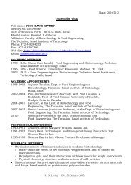 Curriculum Vitae - The Faculty of Biotechnology and Food Engineering