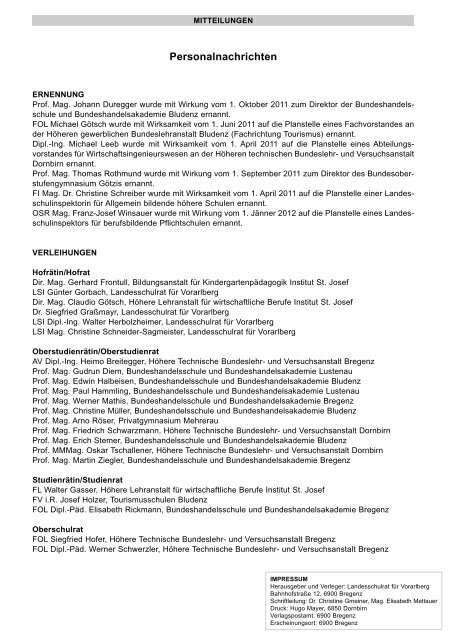 VERORDNUNGSBLATT - Landesschulrat für Vorarlberg