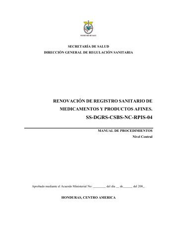 Renovacion Registro Sanitario Nivel Central