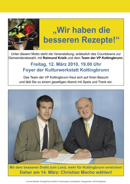 14. MÃ¤rz: Gemeinde-Wahlen - Volkspartei Kottingbrunn