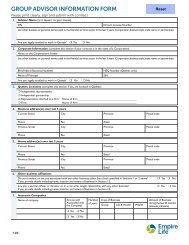 Group Advisor informAtion form - Empire Life