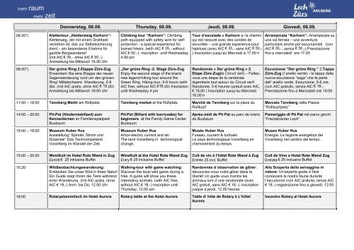 wochenprogramm / weekly programme / le programme ... - Lech-Zürs