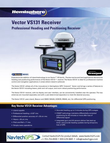 Hemisphere GPS Vector VS131 Receiver Data Sheet - NavtechGPS