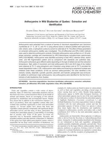 Anthocyanins in Wild Blueberries of Quebec: Extraction and ...