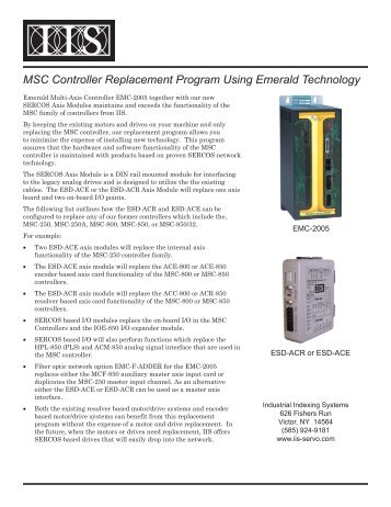 MSC Controller Replacement Program Using Emerald Technology