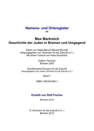 Namens- und Ortsregister Max Markreich