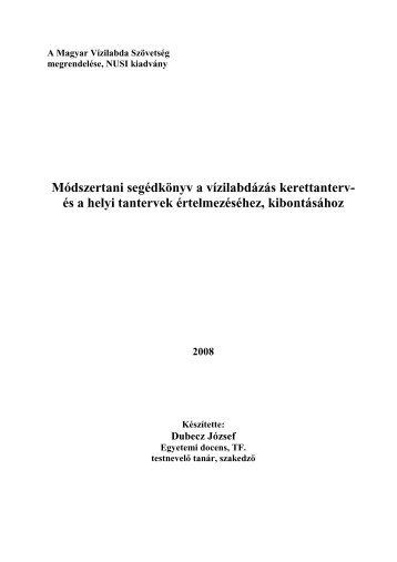 Vízilabda módszertani anyag - Nemzeti Sport Intézet