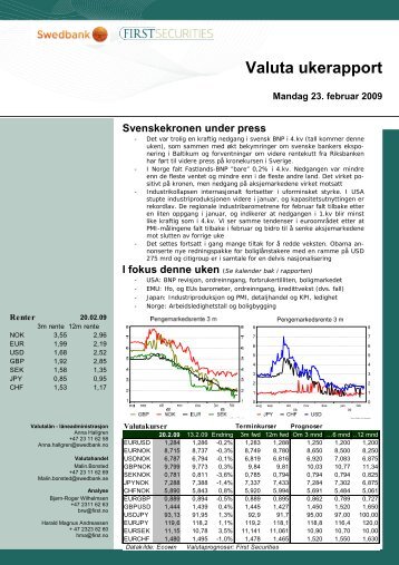 Valuta ukerapport - Swedbank