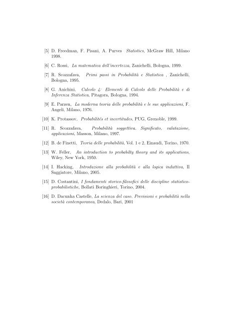 CALCOLO DELLE PROBABILIT`A e STATISTICA Prof. Giuseppe ...