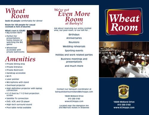 What's on in Barley's Wheat Room? - Barley's Brewhaus