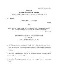 Sisma Statement of Defence and Counterclaim - Environmental Law ...