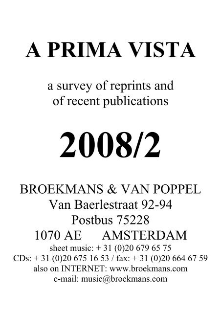 A PRIMA VISTA - Broekmans &amp; Van Poppel