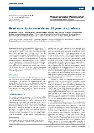 Heart transplantation in Vienna: 25 years of ... - ResearchGate