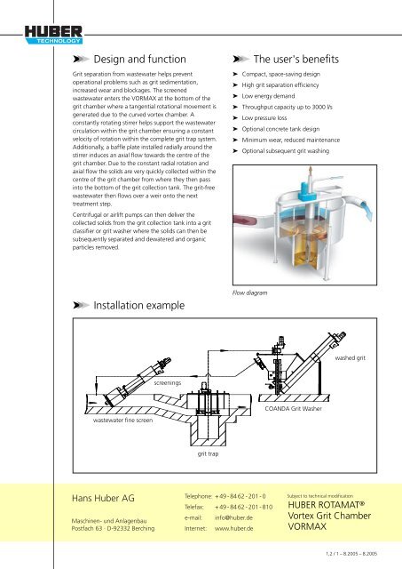 HUBER ROTAMATÂ® Vortex Grit Chamber VORMAX - brochure ...