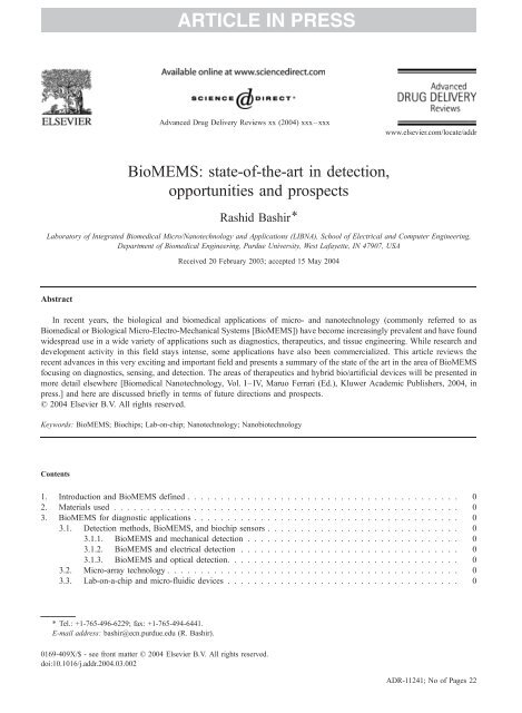 ARTICLE IN PRESS - Laboratory of Integrated Bio Medical Micro ...