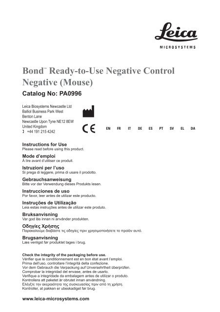 Bond™ Ready-to-Use Negative Control Negative (Mouse)