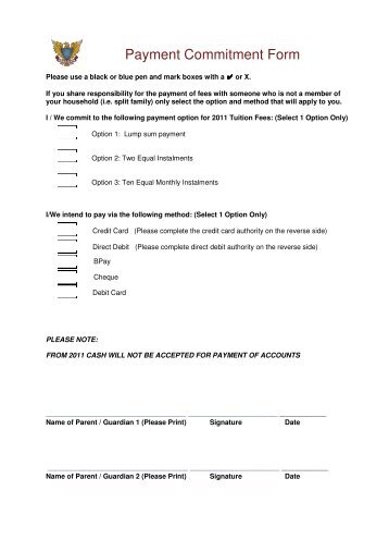 Payment Commitment Form - Marcellin College