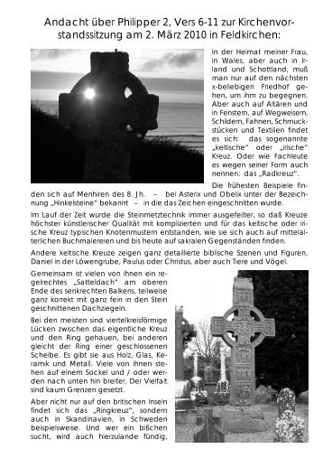 Andacht Ã¼ber Philipper 2, Vers 6-11 zur Kirchenvor- standssitzung ...