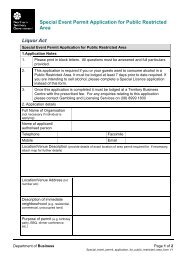 Special Event Permit Application for Public Restricted Area Liquor Act