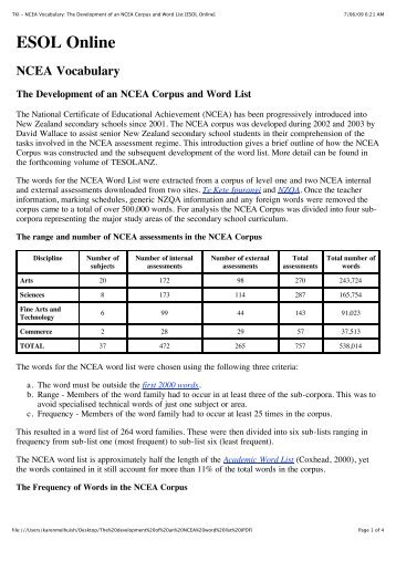 The development of an NCEA corpus and word list (PDF)