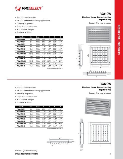 RESIDENTIAL & COMMERCIAL Grilles, Registers & Diffusers