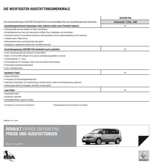 Renault espace edition pga pReise und ausstattungen