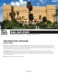 KING DAVID HOTEL JERUSALEM Sukkot 2009 - My Israel Hotel