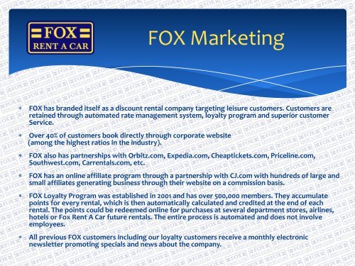 Fox Rent A Car Inc. - World Travel Market