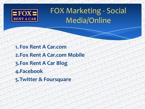 Fox Rent A Car Inc. - World Travel Market