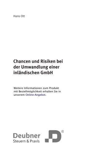 Chancen und Risiken bei der Umwandlung einer inländischen Gmbh