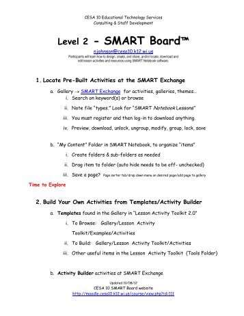 SMART Board Level 2 - CESA 10 Moodle