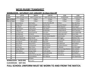 Download the team sheet for further details and ... - WCGS Sport