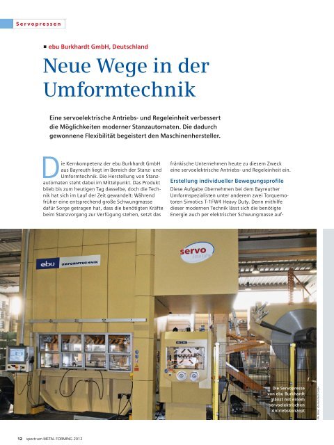 ebu Burkhardt GmbH, Deutschland Neue Wege in der Umformtechnik