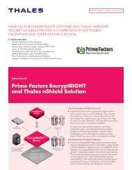 Prime Factors EncryptRIGHT and Thales nShield ... - Thales e-Security