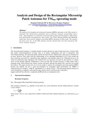 Analysis and Design of the Rectangular Microstrip Patch Antennas ...