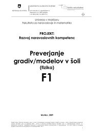 Poročilo - Razvoj naravoslovnih kompetenc - Univerza v Mariboru