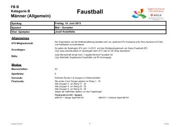 Spielplan - Swiss Faustball