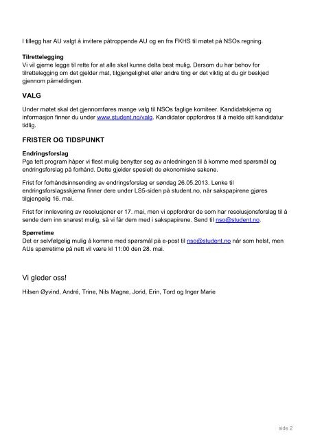 Invitasjon til LandsstyremÃ¸te med praktisk informasjon og forelÃ¸pig ...