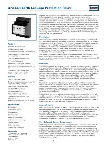 373-ELR Earth Leakage Protection Relay - Crompton Western ...