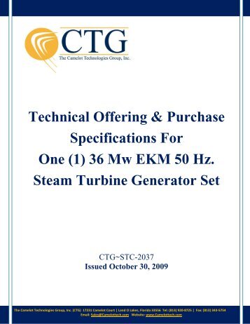 (1) 36 Mw EKM 50 Hz. Steam Turbine Generator Set - Camelot ...