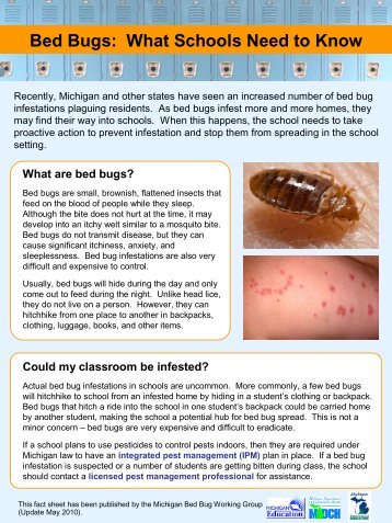 Bed Bugs: What  Schools Need to Know - State of Michigan