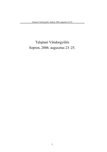 Itt - Magyar Talajtani Társaság