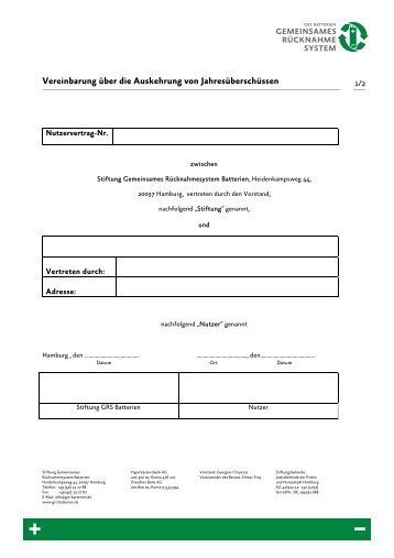Vereinbarung über die Auskehrung von ... - GRS-Batterien