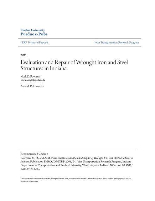 Evaluation and Repair of Wrought Iron and - Purdue e-Pubs ...